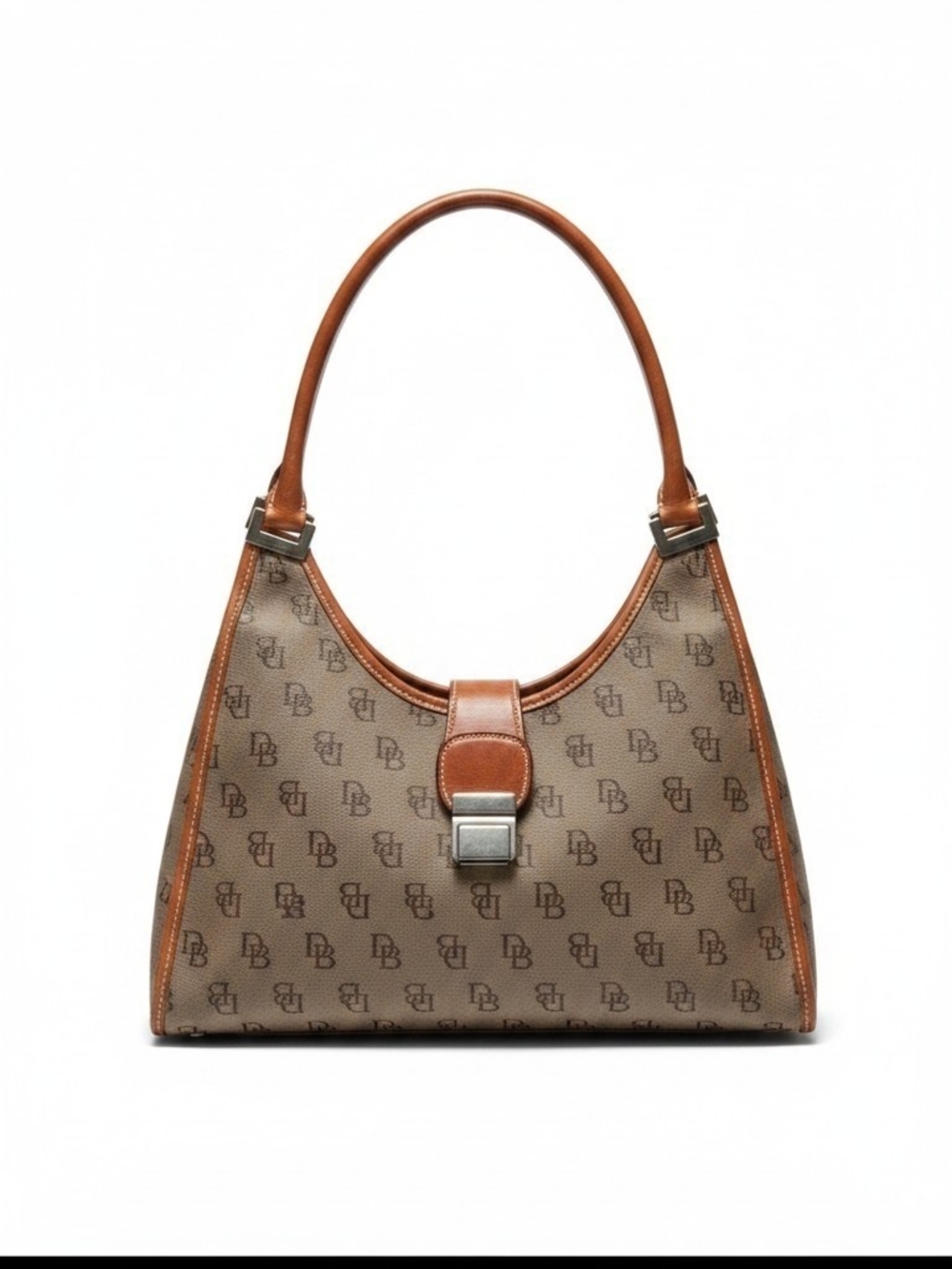 Dooney & Bourke Signature Crescent Hobo Bag In Tan With Brown Leather Trim